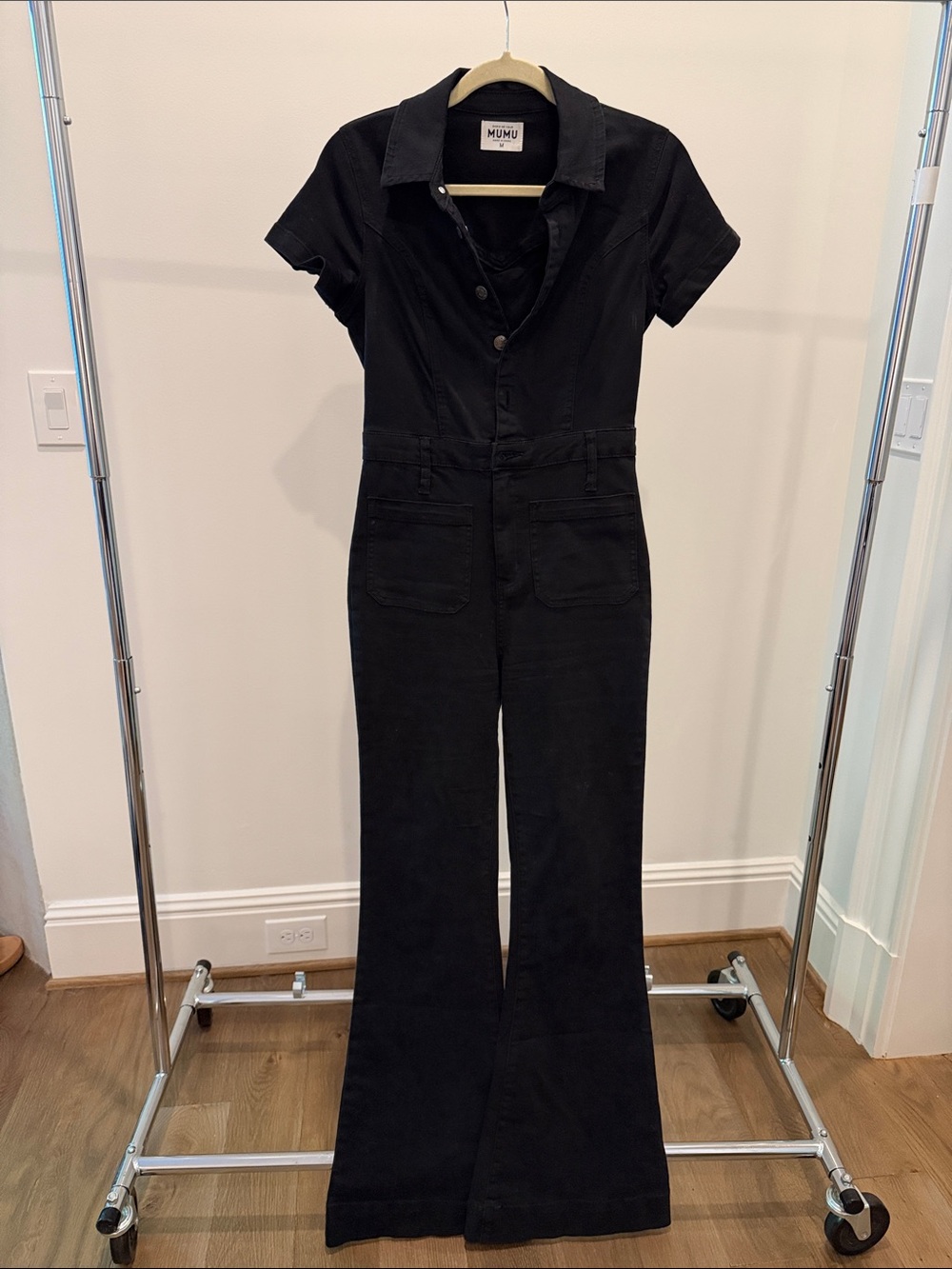 Black Short-Sleeve Jumpsuit